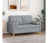 QZZCED Sofá de 2 Plazas Moderno con Cojines Tela Gris Claro 120 cm, Estructura Robusta de Metal y Fundas Extraíbles para Sala de Estar, Diseño Transpirable y Duradero para Máxima