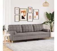 QZZCED Sofá de 3 plazas con Cojines Tela Gris Taupe Sofá Moderno 2 Plazas con Cojines, Estructura Metálica y Fundas Extraíbles para Sala de Estar 210 cm