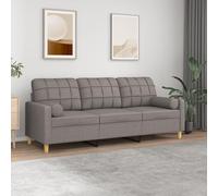 QZZCED Sofá de 3 plazas con Cojines Tela Gris Taupe Sofá Moderno 2 Plazas con Cojines, Estructura Metálica y Fundas Extraíbles para Sala de Estar 180 cm