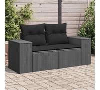 QZZCED Sofá de Jardín 2 Plazas con Cojines, Ratán PE Resistente y Mueble Exterior Modular con Almacenamiento Impermeable y Fundas Lavables para Terraza o Patio