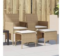 QZZCED Sofá de Jardín 3 Plazas con Cojines y Reposapiés, Ratán PE Resistente y Mueble de Exterior con Estructura de Acero, Fundas Desenfundables Lavables para Terraza o Patio