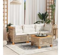 QZZCED Sofá de Jardín 3 Plazas Exterior con Cojines Acolchados - Ratán Sintético Impermeable y Mueble Modular para Terraza - Fundas Extraíbles y Lavables, Diseño Duradero