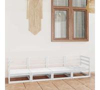 QZZCED Sofá de Jardín 4 Plazas de Madera de Pino Maciza con Diseño Modular para Exteriores, Conjunto de Salón Resistente a la Intemperie y Fácil de Mover con Estructura Robusta