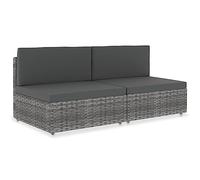 QZZCED Sofá modular de 2 plazas de polirratán gris para jardín, juego de salón para terrazas