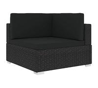 QZZCED Sofá modular esquinero 1 unidad + cojines de polirratán negro para terraza, balcón, salón para terrazas