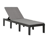 QZZCED Tumbona de Jardín Ajustable con Cojín, Silla de Exterior Ligera de Plástico Fácil de Limpiar y Mover para Patio o Terraza, Reposera Cómoda con Respaldo Regulable