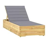 QZZCED Tumbona de Madera de Pino con Cojín Ajustable, Resistente a la Intemperie para Jardín o Patio, Mueble de Exterior Fácil de Limpiar y Duradero, Incluye Funda Decorativa y Es