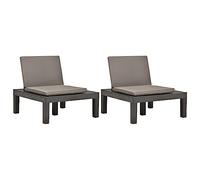 QZZCED Tumbonas Jardín con Cojines 2 Unidades Plástico Gris Antracita, Muebles Exteriores Duraderos y Confortables para Patio o Terraza, Resistentes a la Intemperie y Sin Necesidad