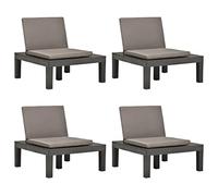 QZZCED Tumbonas Jardín con Cojines 4 Unidades Plástico Gris Antracita, Resistentes a la Intemperie y Sin Mantenimiento, Cómodas y Elegantes para Exteriores, Muebles de Jardín