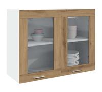 QZZCED Vitrina Colgante Lyon Roble Artesanal 80x31x60 cm Madera de ingeniería, Mueble de Vidrio para Cocina con Amplio Espacio de Almacenamiento, diseño de Pared para optimizar