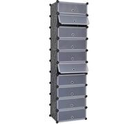 QZZCED Zapatero Organizador con 10 Compartimentos y Puertas, Estructura de Acero y Paneles de Plástico Resistente, Fácil de Montar y Limpiar, Mueble de Almacenamiento Ligero