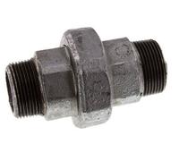 R 1 1/4'' Hierro fundido zincado Espiga doble de 3 piezas con cierre cónico 25 Bar