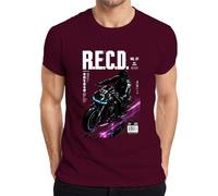 R.E.C.O. Neo Tokyo Cyberpunk Japan Y2K - Camiseta para hombre, granate, M