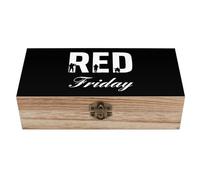R.E.D Remember Everyone Deployed Red Friday 1 caja de almacenamiento de madera del tesoro de 7.9 x 3.7 x 2.3 pulgadas con tapa con bisagras y cierre frontal