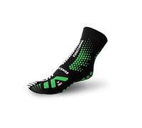 R-EVENGE Calcetín técnico antideslizante con agarre perfecto, antibacteriano y termorregulador, 1 dedo pulgar, ideales para entrenamiento funcional, TRX y yoga (negro/verde, talla L 42/45)