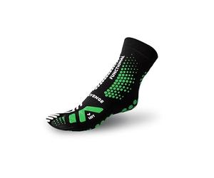 R-EVENGE Calcetín técnico antideslizante con agarre perfecto, antibacteriano y termorregulador, 1 dedo pulgar, ideales para entrenamiento funcional, TRX y yoga (negro/verde, talla L 42/45)