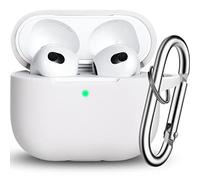 R-fun AirPods 3 Case Cover,Silicona Accesorios de Protección de la Piel con Llavero Compatible con Apple AirPods 3 ª Generación 2021 para Las Mujeres Hombres Niñas Niños, Blanco