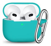 R-fun AirPods 3 Case Cover,Silicona Accesorios de Protección de la Piel con Llavero Compatible con Apple AirPods 3 ª Generación 2021 para Las Mujeres Hombres Niñas Niños, Teal