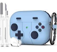 R-fun AirPods Pro 2da Generación Estuche con Kit Limpiador, Diseño Clásico de Consola de Juego de Mano, Protector de Silicona Suave para Apple AirPods Pro 2 - Azul