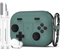 R-fun AirPods Pro 2da Generación Estuche con Kit Limpiador, Diseño Clásico de Consola de Juego de Mano, Protector de Silicona Suave para Apple AirPods Pro 2 - Verde