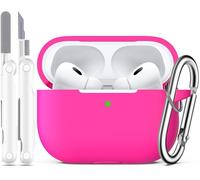 R-fun Compatible con AirPods Pro 2ª/1ª Generation con Set de Limpieza, Protección Compatible con Silicona para Apple AirPods Pro 2ª/1ª Estuche de Carga [LED Frontal Visible], Rosa Rosado