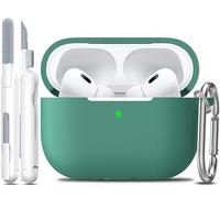 R-fun Compatible con AirPods Pro 2ª/1ª Generation con Set de Limpieza, Protección Compatible con Silicona para Apple AirPods Pro 2ª/1ª Estuche de Carga [LED Frontal Visible], Verde Pino