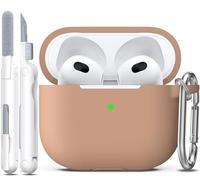 R-fun Funda para AirPods 3 Generacion (2021) con Kit de Limpieza y Llavero, Compatible con AirPods 3 Funda Case Cover,Funda Protectora de Silicona Suave para Apple AirPods 3,Té con Leche