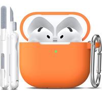 R-fun Funda para AirPods 4 con Kit de Limpieza, Case de Silicona Suave con Llavero, Funda Protectora Completa para Hombres y Mujeres, Compatible con Apple Latest Airpods 4th, Naranja
