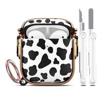 R-fun Funda para AirPods con bloqueo de seguridad con kit de limpieza, estampado floral Funda para AirPods de 1ª y 2ª generación para mujeres y hombres con llavero para Apple Airpods,Vaca