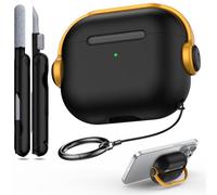 R-fun Funda para Airpods de 3ª generación con Bloqueo Seguro, Funda Protectora para Auriculares de música con Kit de Limpieza Compatible con Apple Airpods 3 2021, Negro y Amarillo