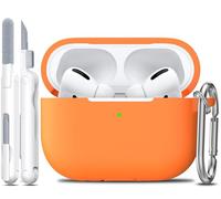 R-fun Funda para AirPods Pro 2ª/1ª Generación con Kit de Limpieza, Protección Completa de Silicona para Apple AirPods Pro 2023/2022/2019 Funda de Carga, Naranja