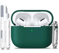 R-fun Funda Protectora para AirPods Pro Generation con Set de Limpieza, Protección Completa de Silicona para Apple AirPods Pro 2019 Estuche de Carga [LED Frontal Visible], Verde Bosque