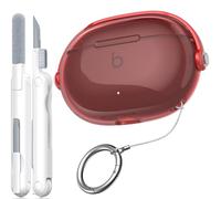 R-Fun Funda Protectora Transparente con Bloqueo de Seguridad para Beats Studio Buds + (2023) / Buds (2021), con Kit De Limpieza/Mosquetón, Rojo