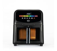 R.G.V. Freidora de aire con ventana, 6 L, 12 funciones, 80% menos aceite, 1700 W, 60-200 °C, pantalla táctil digital, cesta con doble vidrio, cocción sana y rápida, menos consumo,