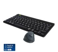 R-Go Compact Break Teclado Ratón Inalámbrico - QWERTZ (DE) - Bluetooth - Teclado inalámbrico ergonómico con software Break - Recargable - AntirSI - Negro