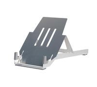R-Go - Soporte para Laptop, Altura Ajustable, ergonómico y Plegable de Aluminio, para portátiles/MacBooks [10-22 Pulgadas], Color Plateado