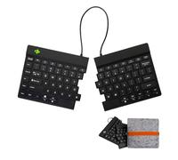 R-Go Teclado Bluetooth inalámbrico con bolsa - Teclado ergonómico dividido - Recargable - US qwerty - Funda de fieltro