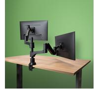 R-Go Tools R-Go Caparo 4 D2, Circular Dual Monitor Arm, Desk Mount, Gas Spring, 3-9kg, Black-Silver, Low Carbon Footprint
