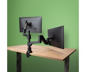 R-Go Tools R-Go Caparo 4 D2, Circular Dual Monitor Arm, Desk Mount, Gas Spring, 3-9kg, Black-Silver, Low Carbon Footprint