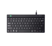 R-Go Tools - Teclado Compacto con Software de Pausa Anti-RSI, Ultrafino, 2 x USB-C para Teclado numérico Externo, QWERTY (EE.UU.), con Cable, para Windows, Mac, Linux, Negro