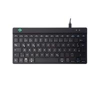 R-Go Tools Teclado Compacto - QWERTZ (disposición DE) - con indicador de ruptura, diseño Plano ergonómico, conexión USB-C/USB-A con Cable - Compatible con Windows/Mac/Linux