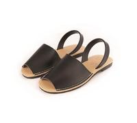 R-ISLAND Menorquinas para hombre de piel, sandalias tipo albarcas con suela de goma, cómodas, ligeras y transpirables, ideales para verano y uso diario.(NegroH 43)