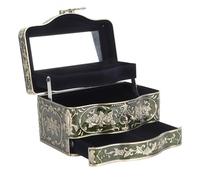 R Joya de Tres Capas Joya Empotrada Emprendida Empricado Próximo Caja de Tesoros Joyería Rectangular Vintage para Mujeres Cumpleaños y Niñas Oro Rojo R Tres Capas (Verde Antiguo de Cobre)