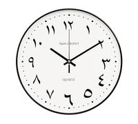R&M Orient Reloj de pared redondo de 30 cm con manecillas lentas sin ruido de tictac, mecanismo de cuarzo silencioso, fácil de leer, gran reloj de pared para salón, oficina, (negro/blanco)