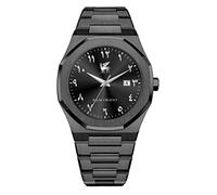 R&M ORIENT Reloj de Pulsera para Hombre con números arábigos, de Acero Inoxidable, analógico, Cristal de Zafiro, diseño, Reloj de Pulsera para Hombre, Resistente al Agua, con Calendario árabe y Fecha