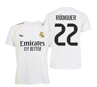 R.Madrid Camiseta 2025/26 Réplica Oficial - Equipo Masculino- Antonio RÜDIGER - Primera Equipación - Unisex (FR/ES, Letras, L, Regular, Regular, Blanca)