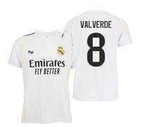 R.Madrid Camiseta 2025/26 Réplica Oficial - Equipo Masculino- Federico Valverde - Primera Equipación - Unisex (FR/ES, Letras, XL, Regular, Regular, Blanca)