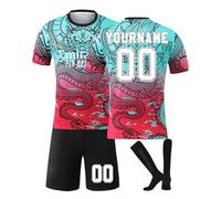 R Madrid Camiseta de Fútbol Personalizadas para Hombres y Niño, Equipación de Fútbol DIY Nombre Número con Conjunto Top Pantalón Corto y Calcetines Regalo de Fútbol