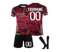 R.Madrid Camiseta Fútbol Personalizadas para Hombres y Niño, Equipación Fútbol DIY Nombre y Número con Conjunto Top Pantalón Corto y Calcetines Regalo de Fútbol