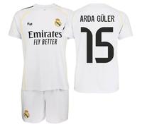 R. Madrid Conjunto Camiseta y Pantalón 2025/26 Réplica Oficial - EQUIPO MASCULINO- ARDA GÜLER - Primera Equipación - UNISEX (FR/ES, Edad, 10 años, Regular, Blanca)
